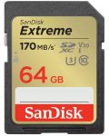 Sandisk SDXC 64 GB Extreme (170MB/s olv. / 80MB ír.i seb.) UHS-I, Class 10, U3, V30 (121579)