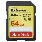 Sandisk SDXC 64 GB Extreme memk. (150MB/s olv. / 60MB ír. Seb.) UHS-I, Class 10, U3, V30 (183524)