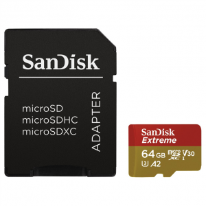 Sandisk microSDXC 64 GB Mobile Extreme memk. + adap., (olv. seb.:160MB/s, ír.i seb.: 60MB/s) UHS-I, V30, A2