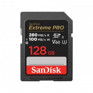 Sandisk SDXC 128 GB Extreme PRO memk. (280MB/s olv. / 100MB/s ír. seb.) UHS-II, Class 10, U3, V60 (215492)