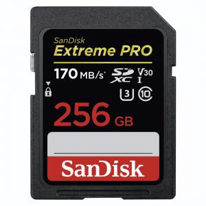 Sandisk SDXC 256 GB Extreme PRO memk. (170MB/s olv. / 90MB/s ír. seb.) UHS-I, Class 10, U3, V32 (183532)