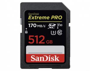 Sandisk SDXC 512 GB Extreme PRO memk. (170MB/s olv. / 90MB/s ír. seb.) UHS-I, Class 10, U3, V32 (183533)